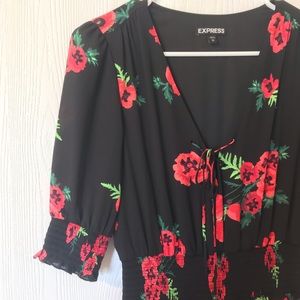 Express Black and Red Floral Maxi Dress